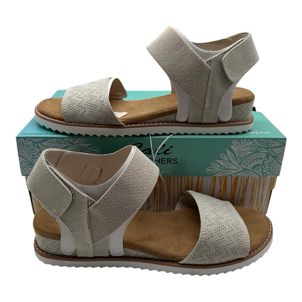 Skechers Cali Desert Kiss Sandals Womens‎ 8.5 Off White Slingback Flat 56195S